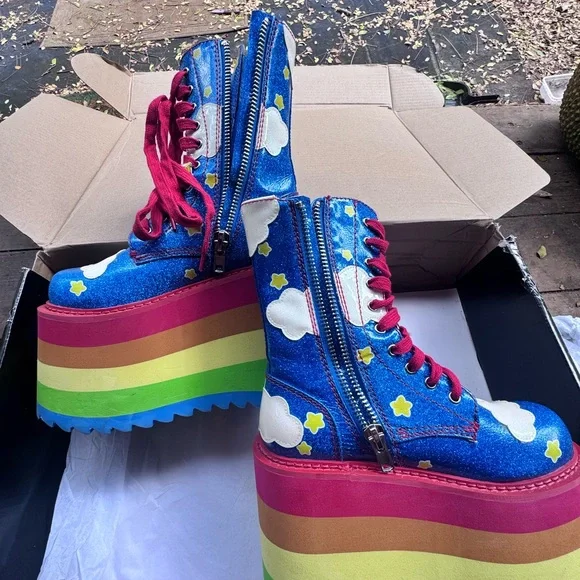 Dolls kill Care Bears Platform Boots with Rainbow Soles - Picture 4 of 5